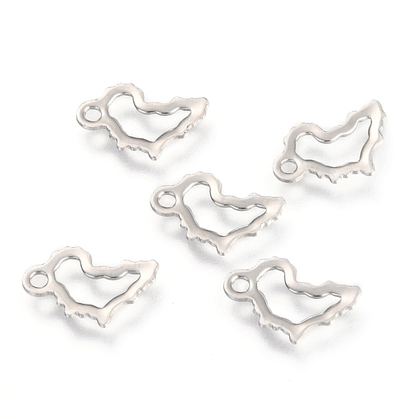 

PandaHall 201 Stainless Steel Charms, Laser Cut, Map, Stainless Steel Color, 12.2x7.5x0.6mm, Hole: 1.4mm 201 Stainless Steel Others