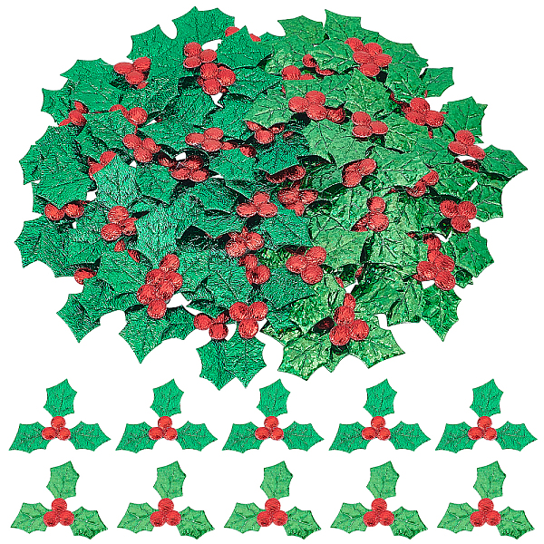 

PandaHall Gorgecraft 2Bags 2 Style Cloth Ornament Accessories, Mistletoe/Holly Leaf, for Christmas Decoration, Green, 30x35~38x1mm...