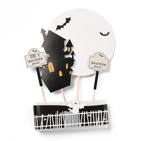 PandaHall Paper Halloween Tree Cake Insert Card Decoration, with Bamboo Stick, for Halloween Cake Decoration, Mixed Color, 202mm Paper Mixed...