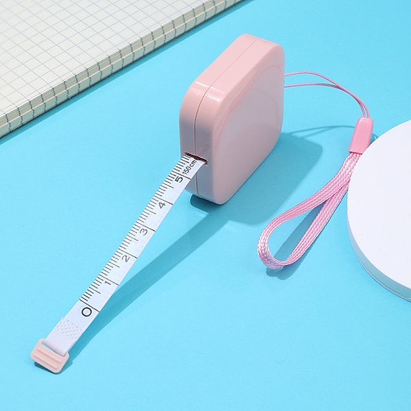 

PandaHall ABS Tape Measure, Soft Retractable Sewing Tape Measure, for Body, Sewing, Tailor, Cloth, Pink, 1500mm Plastic Square Pink