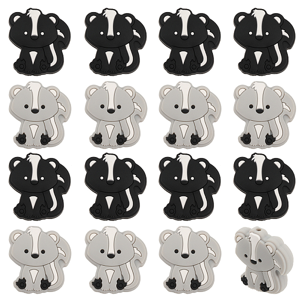 

PandaHall CHGCRAFT 16Pcs 2Colors Skunk Silicone Beads Pen Beads Silicone Loose Spacer Beads for DIY Necklace Bracelet Earrings Keychain..., Multicolor
