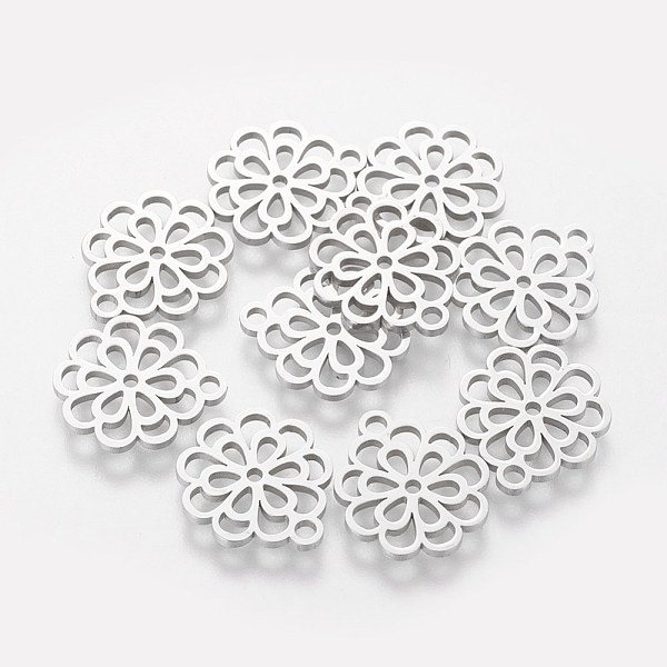 

PandaHall 304 Stainless Steel Charms, Flower, Stainless Steel Color, 14.5x13x1mm, Hole: 1.5mm 304 Stainless Steel Flower