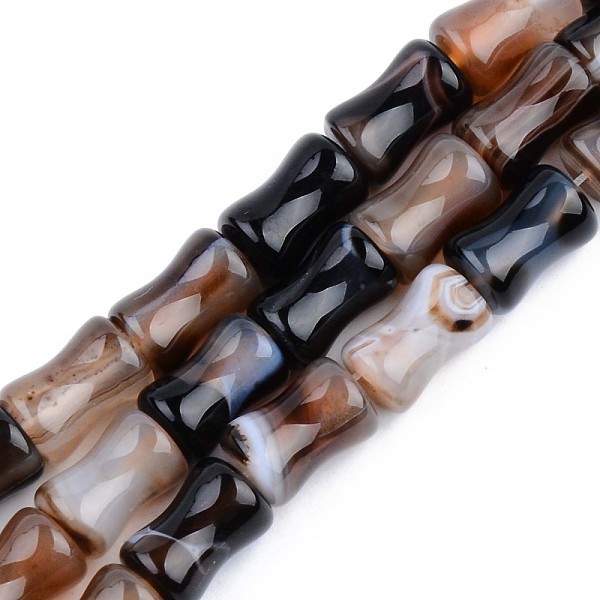 

PandaHall Natural Banded Agate/Striped Agate Beads Strands, Dyed & Heated, Bamboo Joint Shaped, 12x8mm, Hole: 1.2mm, about 33pcs/strand...