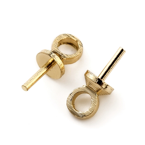 

PandaHall Brass Peg Bails Pendants, For Half Drilled Beads, Real 14K Gold Plated, 7mm, Hole: 2mm, Pin: 0.6mm Brass