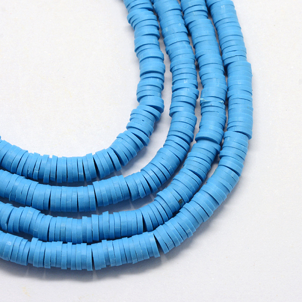 

PandaHall Handmade Polymer Clay Beads, Disc/Flat Round, Heishi Beads, Dodger Blue, 3x1mm, Hole: 1mm, about 380~400pcs/strand, 17.7 inch...