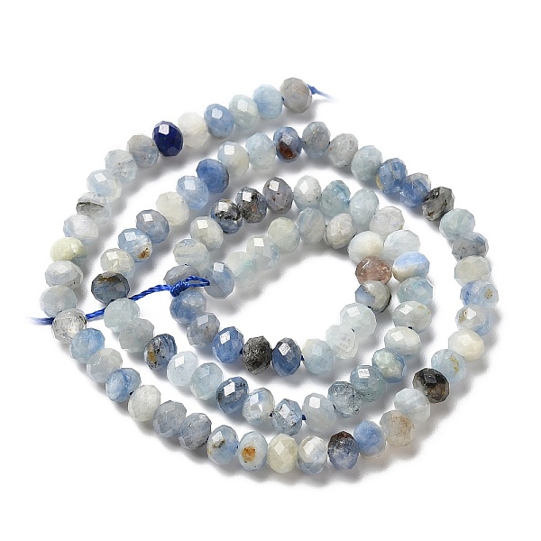 

PandaHall Natural Kyanite Beads Strands, Faceted, Rondelle, 5x3.5~4mm, Hole: 0.8mm, about 97pcs/strand, 14.96 inch(38cm) Kyanite Rondelle