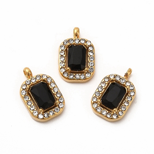 

PandaHall Vacuum Plating 304 Stainless Steel Cubic Zirconia Pendants, with Rhinestone, Rectangle Charms, Black, 13x8.5x3.5mm, Hole: 1.8mm...