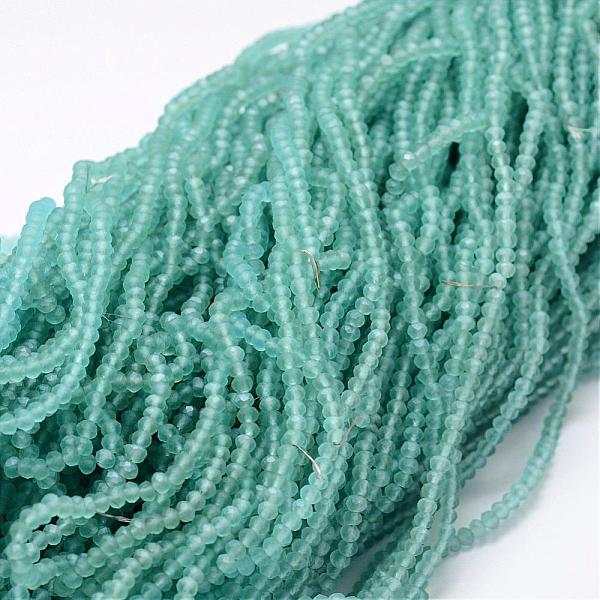 

PandaHall Half Rainbow Plated Faceted Rondelle Glass Bead Strands, Frosted, Sky Blue, 2.8~3x2mm, Hole: 0.8mm, about 200pcs/strand, 15.1 inch...
