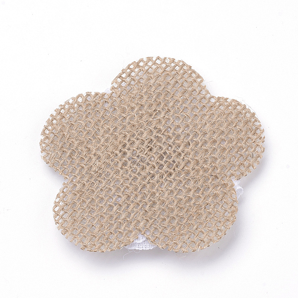 

PandaHall Handmade Jute Twine Woven Costume Accessories with Lace, Flower, Tan, 68~73x70~75x6~7mm Cloth Flower Orange