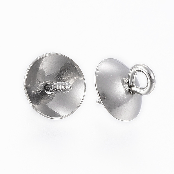 

PandaHall 304 Stainless Steel Screw Eye Pin Peg Bails, For Half Drilled Beads, Stainless Steel Color, 10x8mm, Hole: 2mm, Pin: 1mm 304...