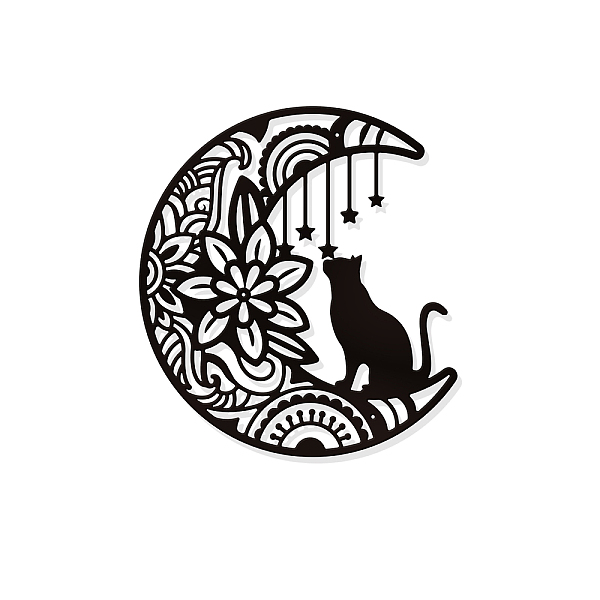 

PandaHall Mandala Moon and Cat Metal Wall Art Decor, Black Wall Hanging Decor Silhouette Wall Art for Home Bedroom Living Room Bathroom...