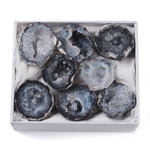 

PandaHall Natural Agate Geode Cornucopia Mineral Specimen, Raw Crystal Cluster, Healing Crystal Home Decor Gift, with Paper Box...