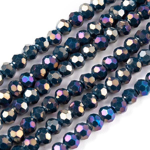 

PandaHall Faceted(32 Facets) Round Full Rainbow Plated Electroplate Glass Beads Strands, Marine Blue, 4mm, Hole: 1mm, about 90~95pcs/strand...