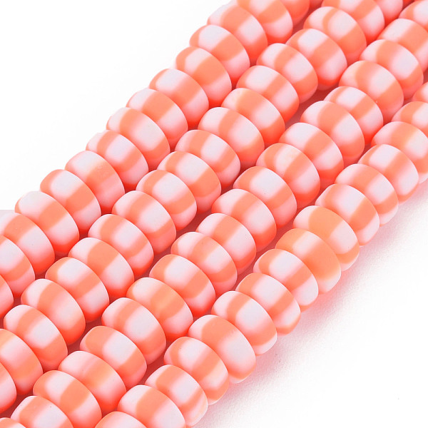 

PandaHall Handmade Polymer Clay Beads Strands, for DIY Jewelry Crafts Supplies, Flat Round, Light Salmon, 6.8~8x3mm, Hole: 1.4mm, about...