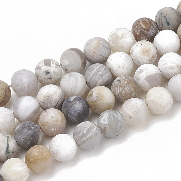 

PandaHall Natural Bamboo Leaf Agate Beads Strands, Frosted, Round, 6mm, Hole: 1mm, about 63pcs/strand, 15.5 inch Bamboo Leaf Agate Round