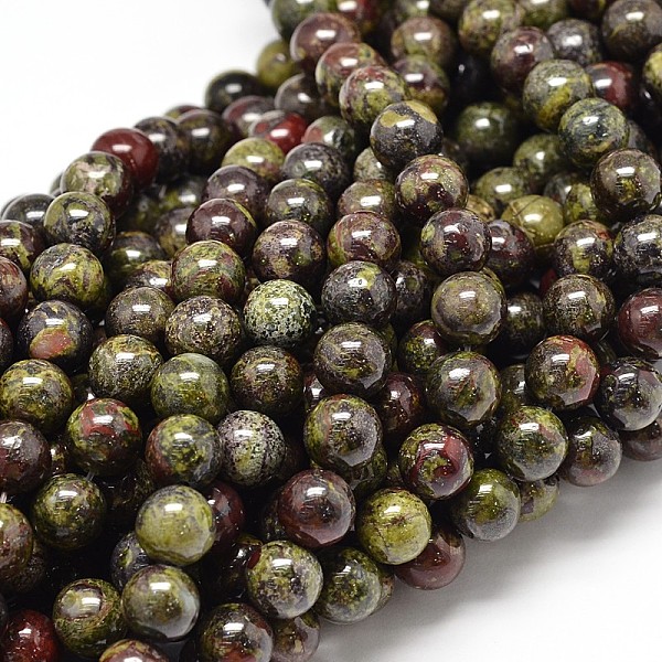 PandaHall Natural Bloodstone Round Beads Strands, 4mm, Hole: 1mm, about 90pcs/strand, 15.7 inch Bloodstone Round