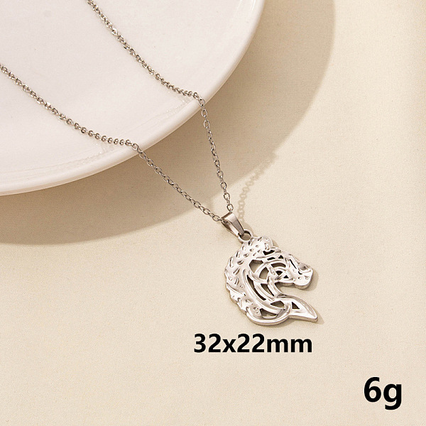 

PandaHall 304 Stainless Steel Horse Pendant Necklaces, Cable Chain Necklaces Stainless Steel Horse