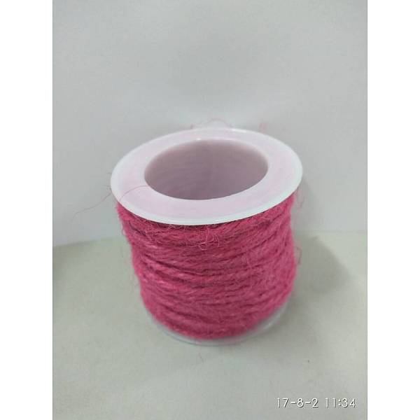 PandaHall Hemp Cord, Hemp String, Hemp Twine, for Jewelry Making, HotPink, 2mm; 10m/roll Burlap Pink