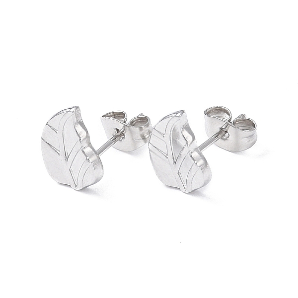 

PandaHall 304 Stainless Steel Stud Earring for Women, Leaf, Stainless Steel Color, 10.2x7.7mm, Pin: 0.8mm 304 Stainless Steel Leaf