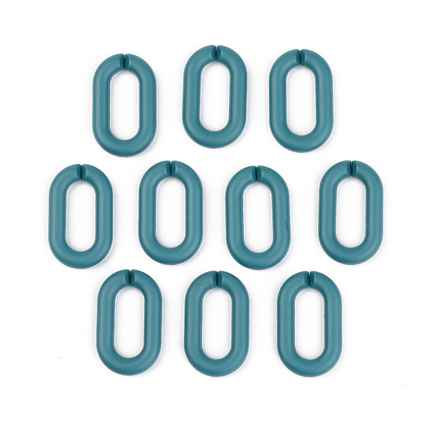 

PandaHall Opaque Spray Painted Acrylic Linking Rings, Quick Link Connectors, for Cable Chains Making, Unwelded, Oval, Teal, 27x16.5x4.5mm..., Cyan