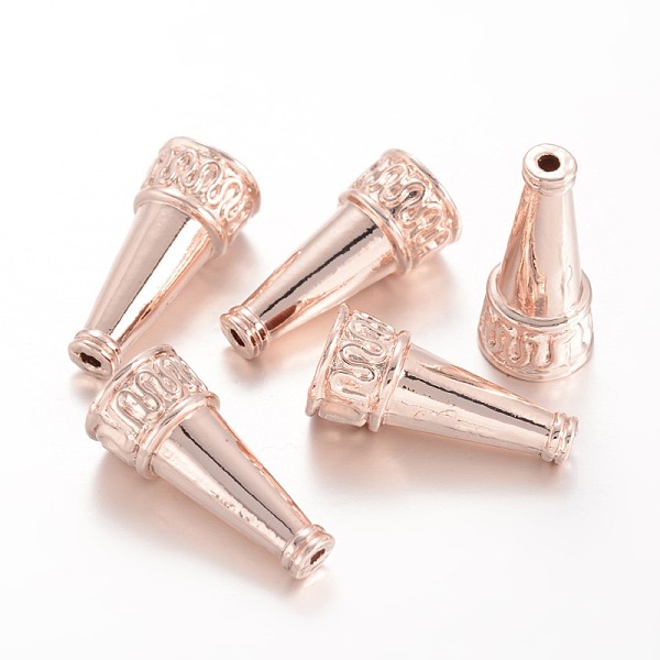 

PandaHall Alloy Flower Bead Cones, Rose Gold, 21.5x9.5mm, Hole: 2~7mm Alloy