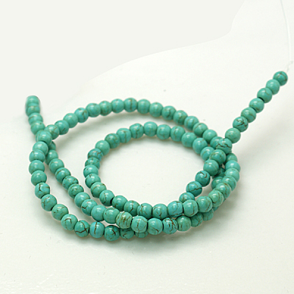 

PandaHall Synthetical Turquoise Beads Strands, Dyed, Round, 4~5mm, Hole: 0.8mm; about 95 pcs/strand, 16 inch Synthetic Turquoise Round Green