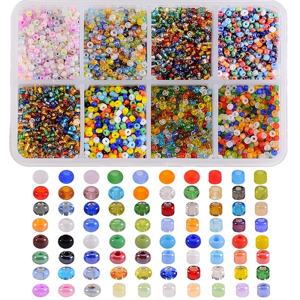 

PandaHall 160G 8 Style Glass Seed Beads, Round Small Beads, Mixed Color, 20g/style Glass Multicolor