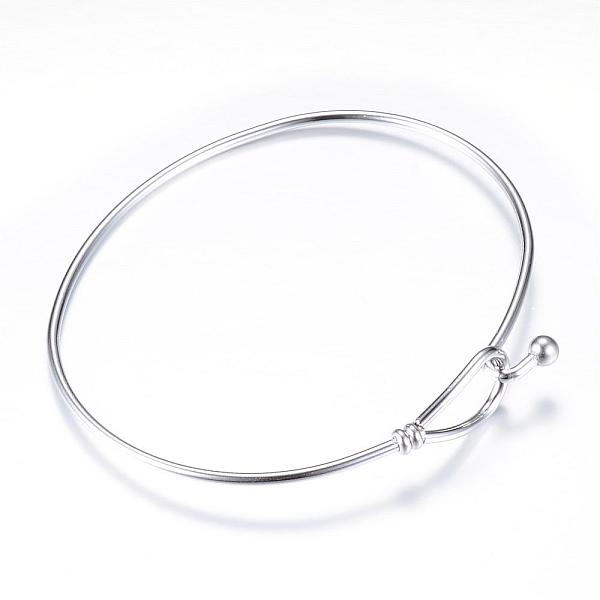 

PandaHall 304 Stainless Steel Bangles, with 201 Stainless Steel Beads, Stainless Steel Color, 2-1/4 inch(54mm)x2-1/2 inch(62.5mm) 304...
