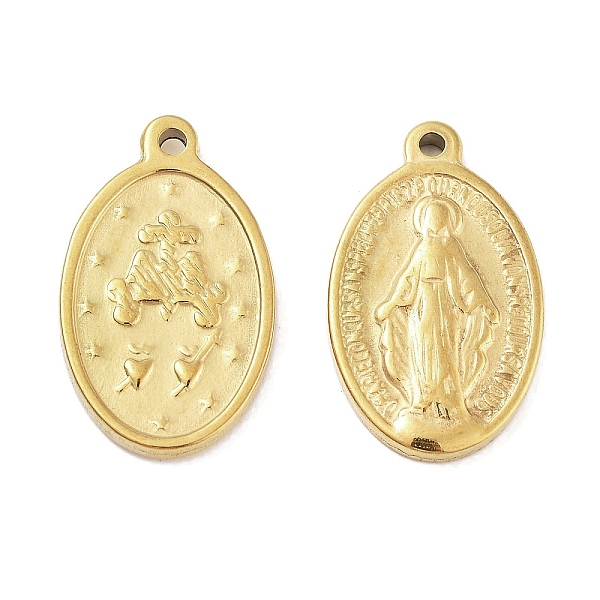 

PandaHall 304 Stainless Steel Pendants, Oval with Jesus Charm, Golden, 25.5x15.5x3mm, Hole: 1.8mm 304 Stainless Steel Oval