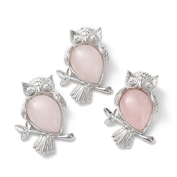

PandaHall Natural Rose Quartz Teardrop Pendant Rhinestone Settings, Rack Plating Platinum Plated Brass Owl Charms, Long-Lasting Plated, Fit...