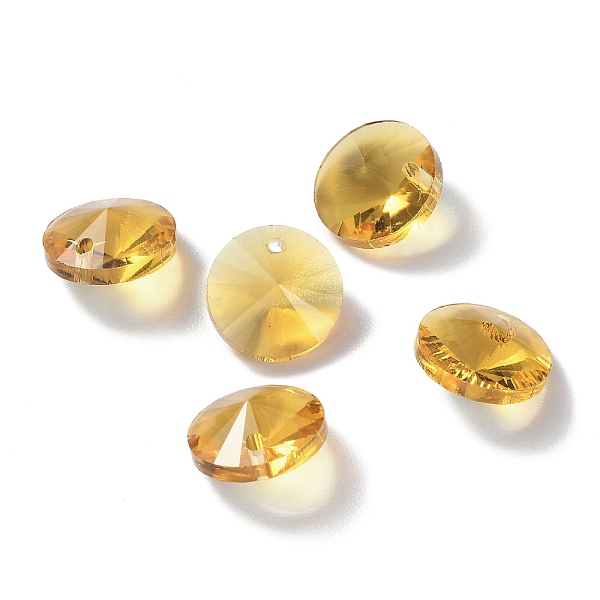 

PandaHall Glass Charms, Faceted, Cone, Gold, 14x7mm, Hole: 1mm Glass Cone Gold