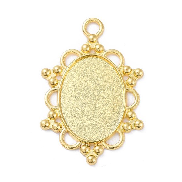 

PandaHall Alloy Pendant Cabochon Settings, Plain Edge Bezel Cups, Oval, Golden, Tray: 25x18mm, 44x30x2mm, Hole: 3.5mm Alloy Oval