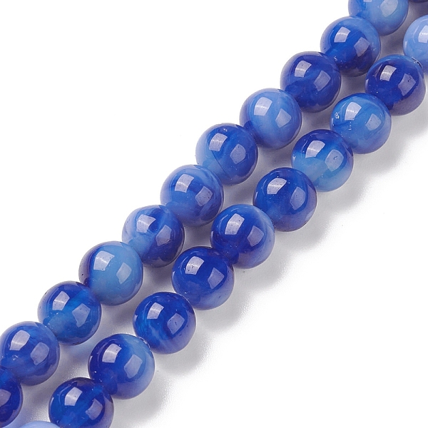 

PandaHall Handmade Lampwork Beads Strands, Round, Blue, 8mm, Hole: 1mm, about 48pcs/strand, 14.17''(36cm) Lampwork Round Blue