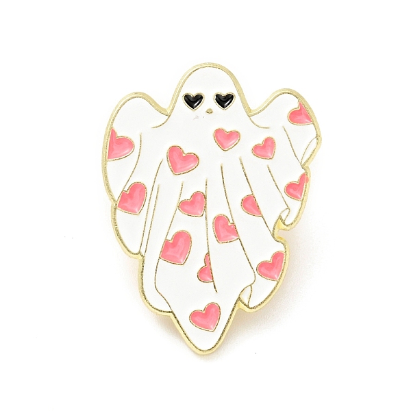 

PandaHall Ghost with Heart Enamel Pin, Halloween Alloy Badge for Backpack Clothes, Light Gold, Pink, 30x23x1.5mm Alloy+Enamel Heart Pink