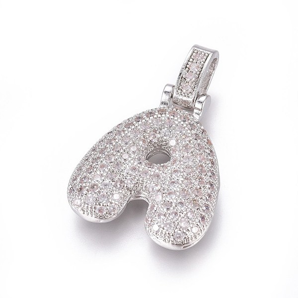 

PandaHall Platinum Plated Brass Micro Pave Cubic Zirconia Pendants, Letter, Letter.A, 29.5mm, Hole: 3.5x5mm, letter: 23x20x5mm Brass+Cubic..., Clear