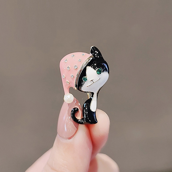 

PandaHall Enamel Pins, Alloy Rhinestone Brooches, Light Gold, Cat Shape, 31x18mm Alloy+Rhinestone Cat Shape