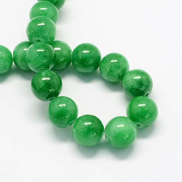 Chapelets de perles de pierres en jade jaune teinte