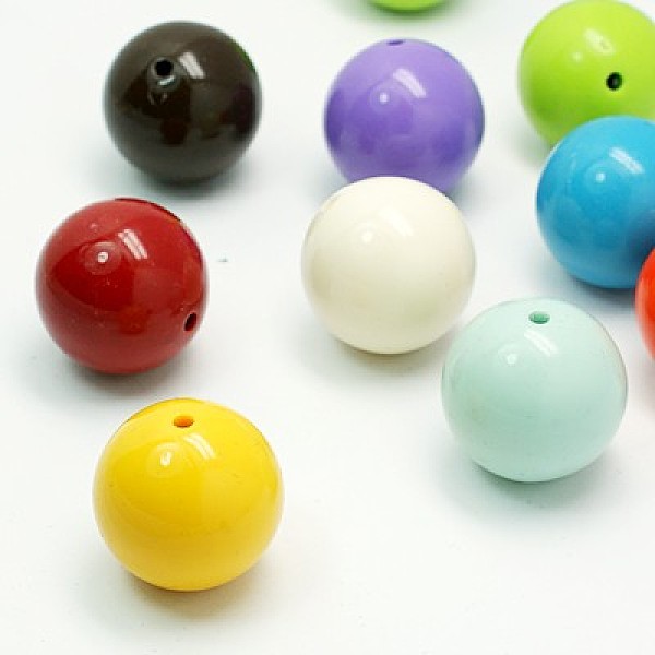 

PandaHall Mixed Color Chunky Bubblegum Acrylic Round Beads, about 24mm in diameter, hole: 2mm Acrylic Round Multicolor