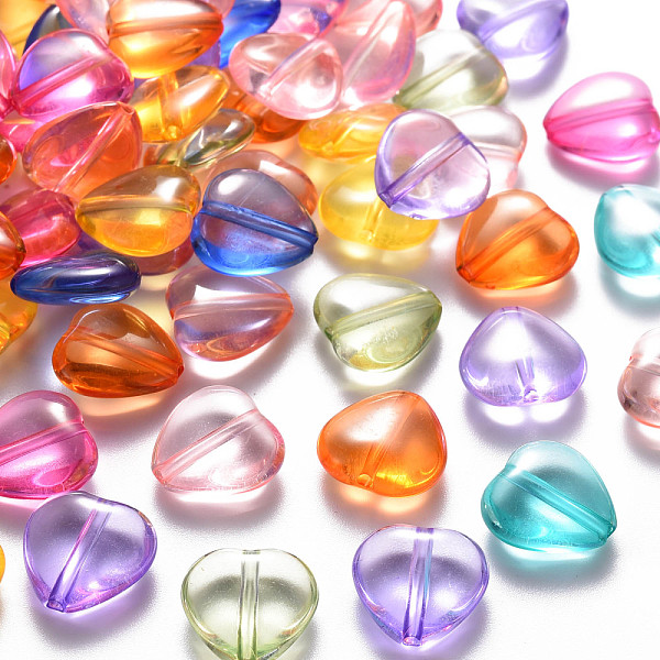 

PandaHall Transparent Acrylic Beads, Heart, Mixed Color, 13.5x13.5x5.5mm, Hole: 1.5mm, about 775pcs/500g Acrylic Heart Multicolor