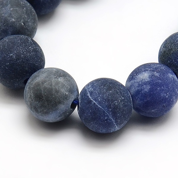 

PandaHall Frosted Natural Sodalite Round Bead Strands, 14mm, Hole: 1mm, about 25~27pcs/strand, 14.9~15.6 inch Sodalite Round