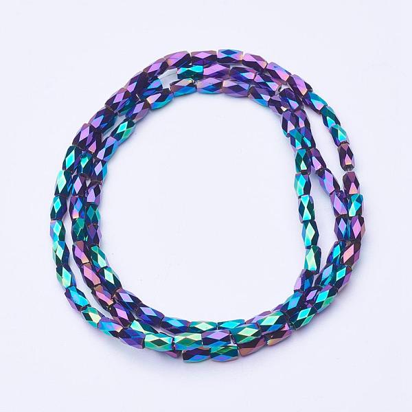 

PandaHall Electroplate Transparent Glass Beads Strands, Full Plated, Faceted, Column, Multi-color Plated, 5x3mm, Hole: 0.5mm, about...