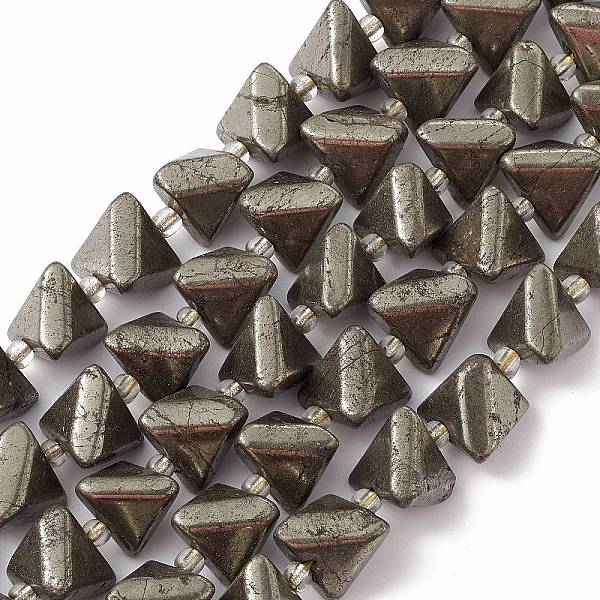 

PandaHall Natural Pyrite Beads Strands, with Seed Beads, Triangle, 11~14x15~16x13.5~14mm, Hole: 1.2mm, about 14pcs/strand, 8.07''(20.5cm)...