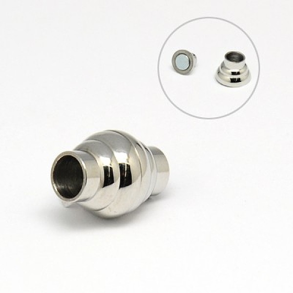 

PandaHall 304 Stainless Steel Magnetic Clasps with Glue-in Ends, Column with Round, 15x11mm, Hole: 5mm 304 Stainless Steel Column