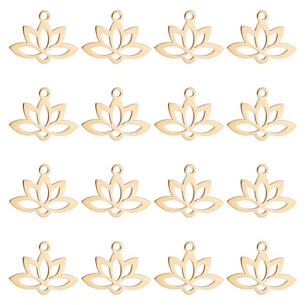 

PandaHall UNICRAFTALE 20pcs 1.6mm Hole 201 Stainless Steel Pendants Lotus Flower Charm Flat Hollow Links Yoga Charm Metal Laser Cut Blossom...