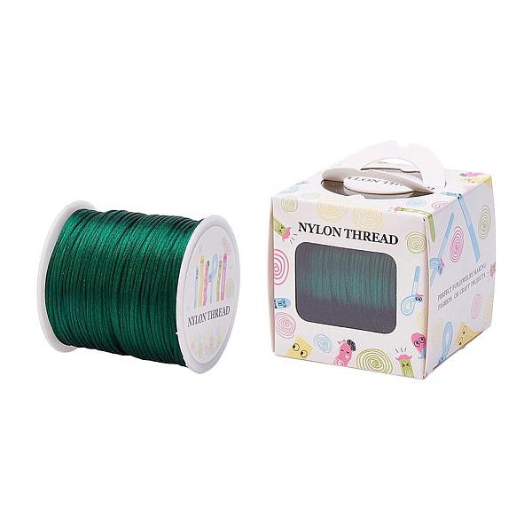 

PandaHall Nylon Thread, Rattail Satin Cord, Sea Green, 1.0mm, about 76.55 yards(70m)/roll Nylon Green