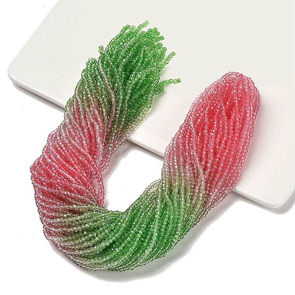 

PandaHall Transparent Painted Glass Beads Strands, Faceted, Rondelle, Colorful, 3.7x3.2mm, Hole: 0.7mm, about 105pcs/strand, 13.39''(34cm)...
