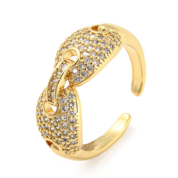 

PandaHall Hip Hop Pig Nose Rack Plating Brass Micro Pave Cubic Zirconia Open Cuff Ring for Women, Long-Lasting Plated, Lead Free & Cadmium..., Clear