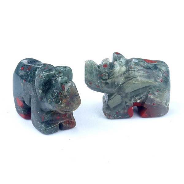 

PandaHall Natura African Bloodstone Carved Healing Rhinoceros Figurines, Reiki Energy Stone Display Decorations, 26x17~20mm Bloodstone...