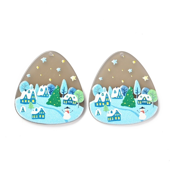 

PandaHall Christmas Theme 3D Printed Resin Pendants, DIY Earring Accessories, Teardrop with Pattern, Light Sky Blue, Snowman Pattern...