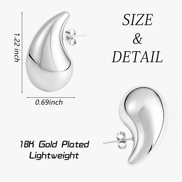 

PandaHall 316 Stainless Steel Teardrop Stud Earrings for Women, Stainless Steel Color, 31x17.5mm, Pin: 0.8mm 316 Surgical Stainless Steel...